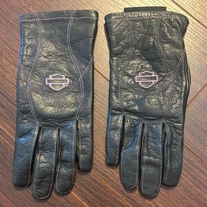 Harley-Davidson Black/ Pink Leather Riding Gloves Women’s Small